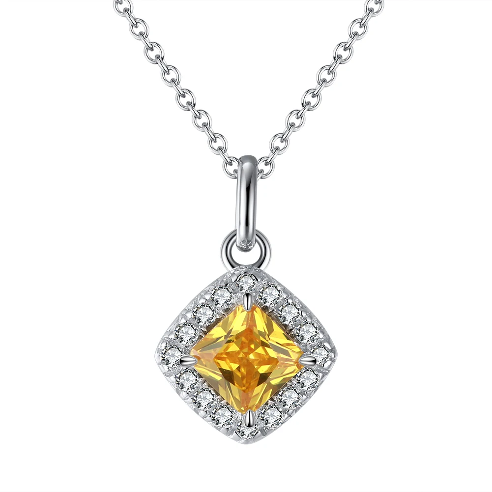 

RINNTIN APN01 Fashion Necklace 2021 Trendy jewellery 925 Sterling Silver Yellow Cubic Zircon Pendants Necklace for Womans