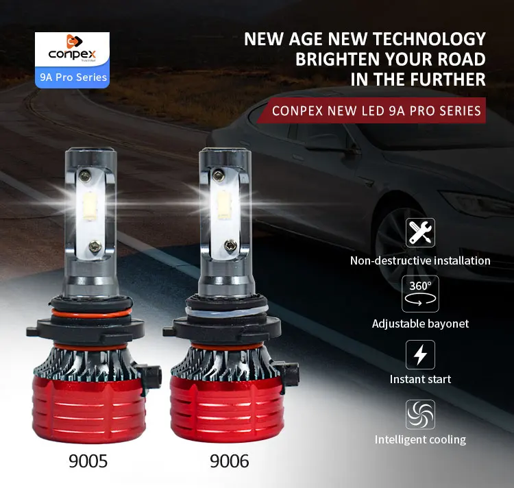 Conpex 9a Pro Csp Usa Chip Aoto 9006 Led Headlights Fan Cooling Low