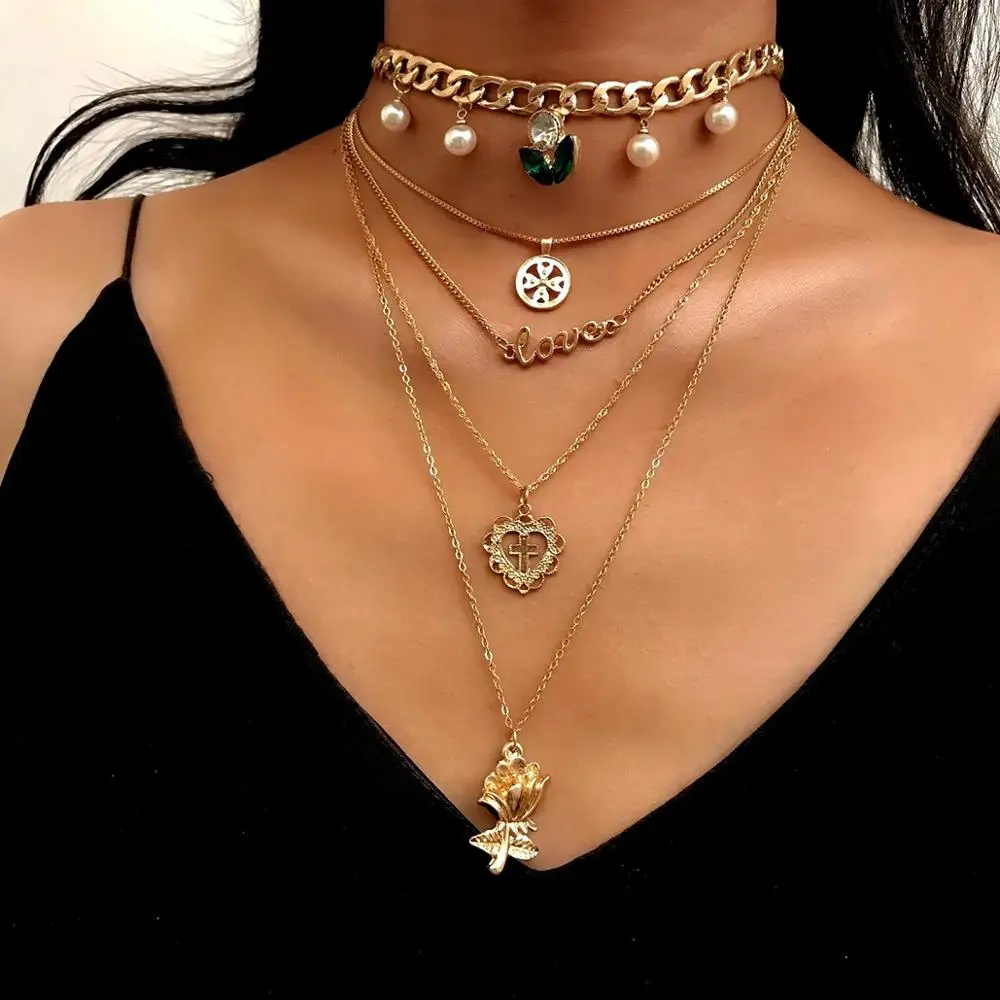 

2020 Elva jewelry new design women multilayer tassel bohemian necklace bohemian