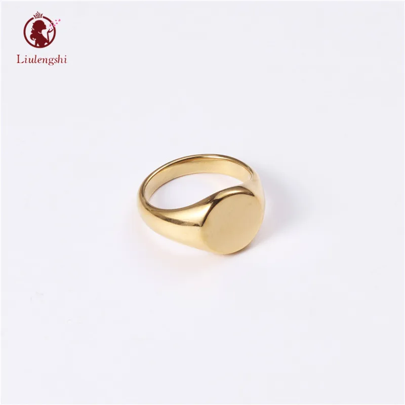 

Custom Engraved 18K Gold Plated Men Women Blank Signet Ring High Quality Stainless Steel Oval Signet Ring