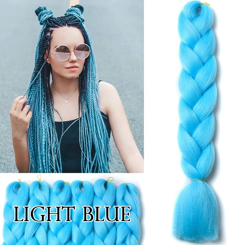 

Free Sample  light blue synthetic braiding hair,jumbo hair braids,crochet braid hair, 2513b-light blue