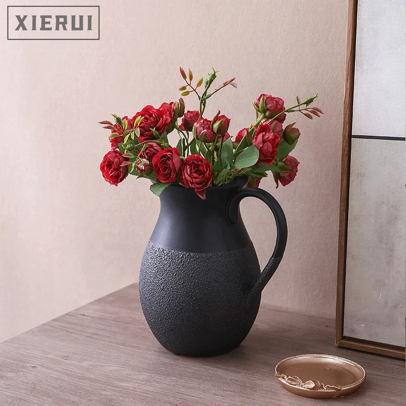 

Wholesale modern nordic fancy glaze flower jug vase creative luxury decorative ceramic vases for home living room hotel decor, As shown