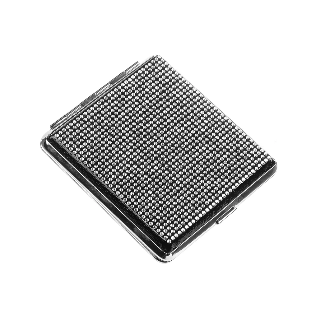 

Crystal Double Sided Spring Clip Open Pocket Box Bling Metal Cigarette Case holder for 20 Cigarettes, 7 colors
