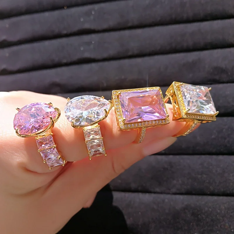 

Bling iced out hip hop jewelry gold plated zirconia diamond pearl rings jewelry women