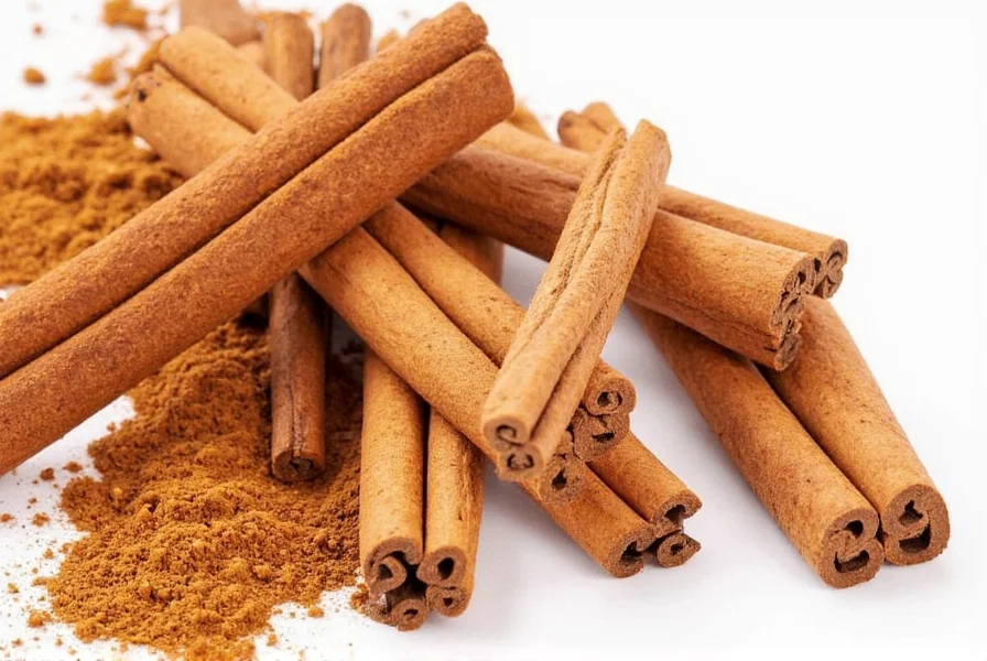 Side-by-side comparison of Ceylon and Saigon cinnamon sticks