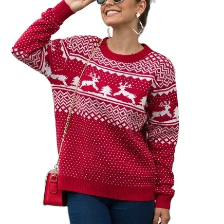 

Fashion Design Wholesale Price Best Christmas o-neck fall long sleeve winter sweater, Customized color