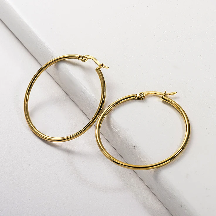 

Baoyan 18K Gold Circle Round Geometry Hoop Earrings For Women, 14k gold plated