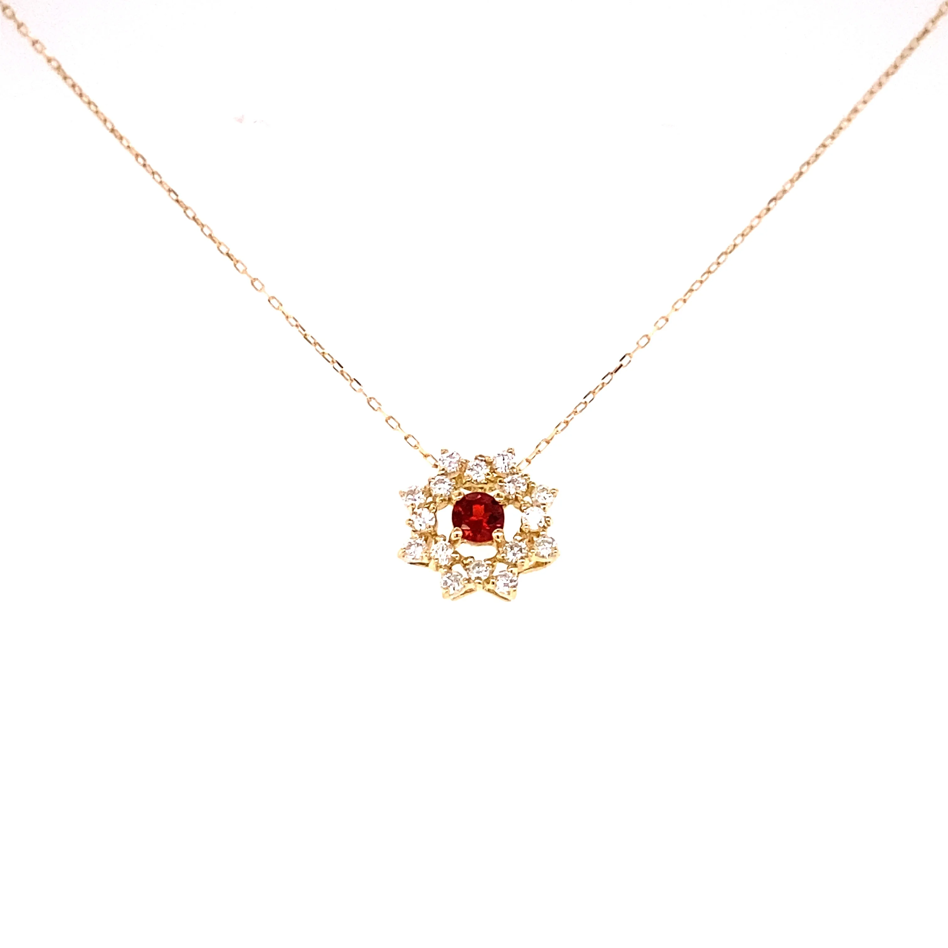 

JMW Japan made Solid K10 K18 gold Jan month Birthstone Garnet Gems with 0.16ct Diamond Birthday gift