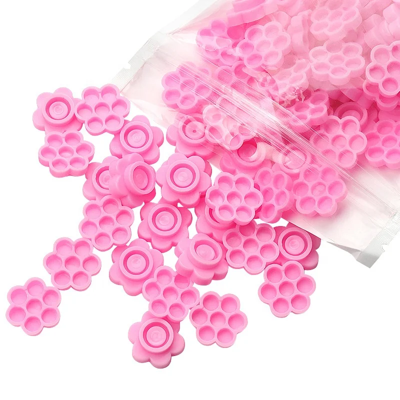 

100Pcs/bag Flower Glue Delay Cup Eyelash Grafting Aid Tool Grafting Eyelash Glue Delay Cup, Pink