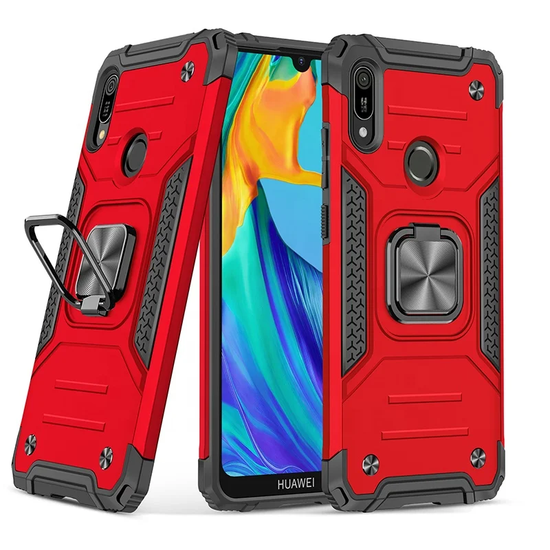 

Case for Huawei Y6/Y6 Prime Hard PC Custom Metal Ring Stand Magnetic Phone Accessories Cover Case for Huawei Nova 4e/P30 Lite, Multi colors