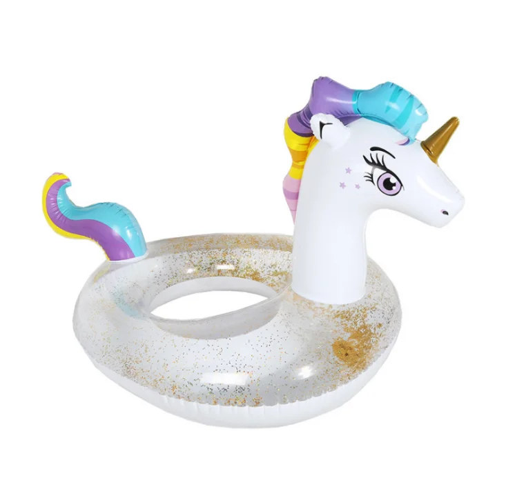 

2021 Summer Waves Glitter Adult PVC unicorn Inflatable Pool Float Swimming Ring, As pic