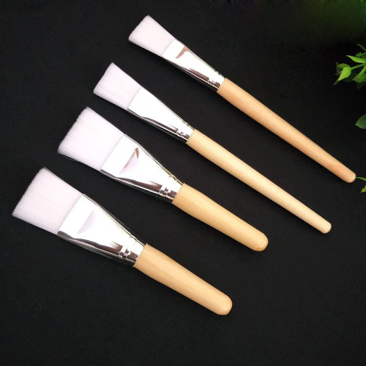 

DIY LOGO Wholesale Mud BB CC Cream Applicator Nylon Hair wooden Handle face mask brush Single wooden facial mask brush
