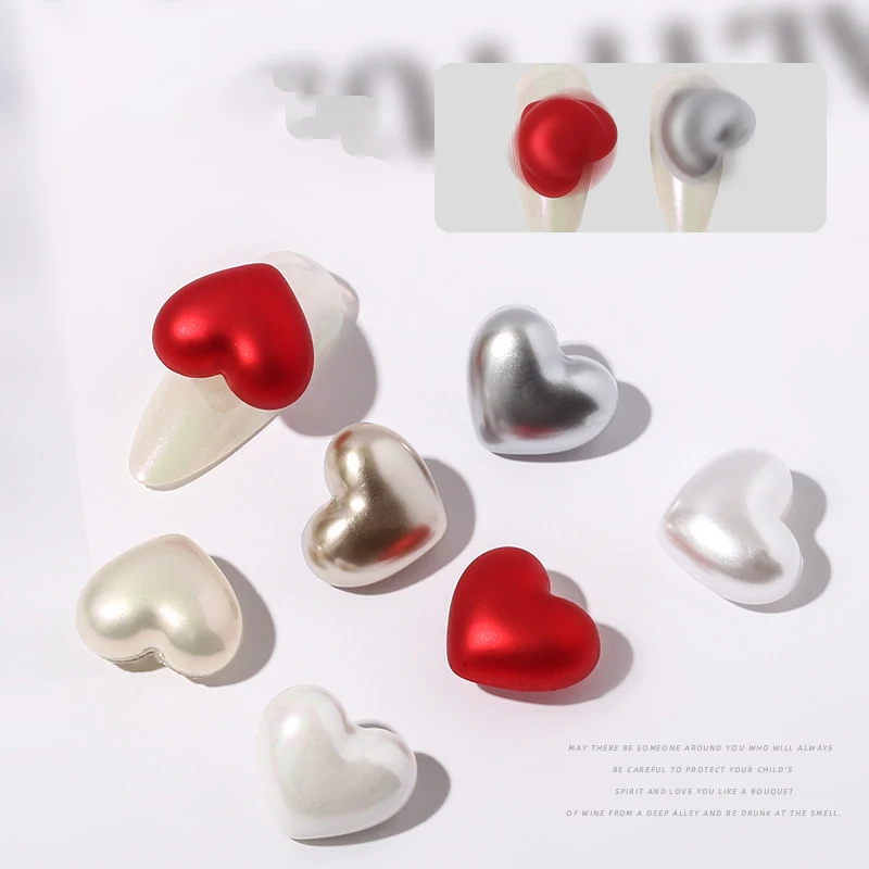 

Brand New Popular Rotating Love Heart Shape Shimmer Acrylic Alloy Heart Pearls Surface Effect Nail Art Decorations