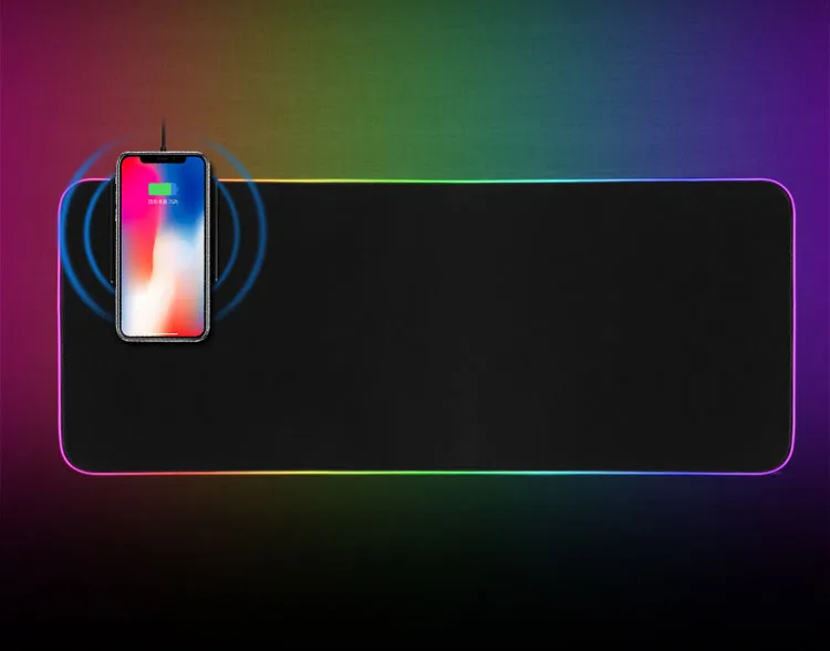 

Anti-slip led rgb gaming mouse pad wireless charger for phones Keyboard mat xxl size 800mm*300mm*4mm Natural rubber cloth made, Black and customized