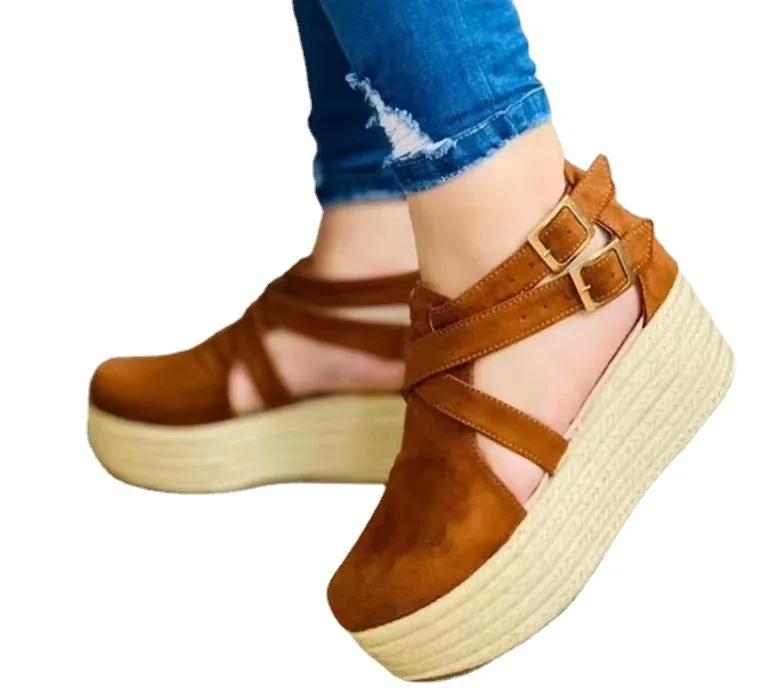 

Wholesale 2021 Summer New Style Platform Wedge Sandals Fashion Ladies Sandals, Brown/black