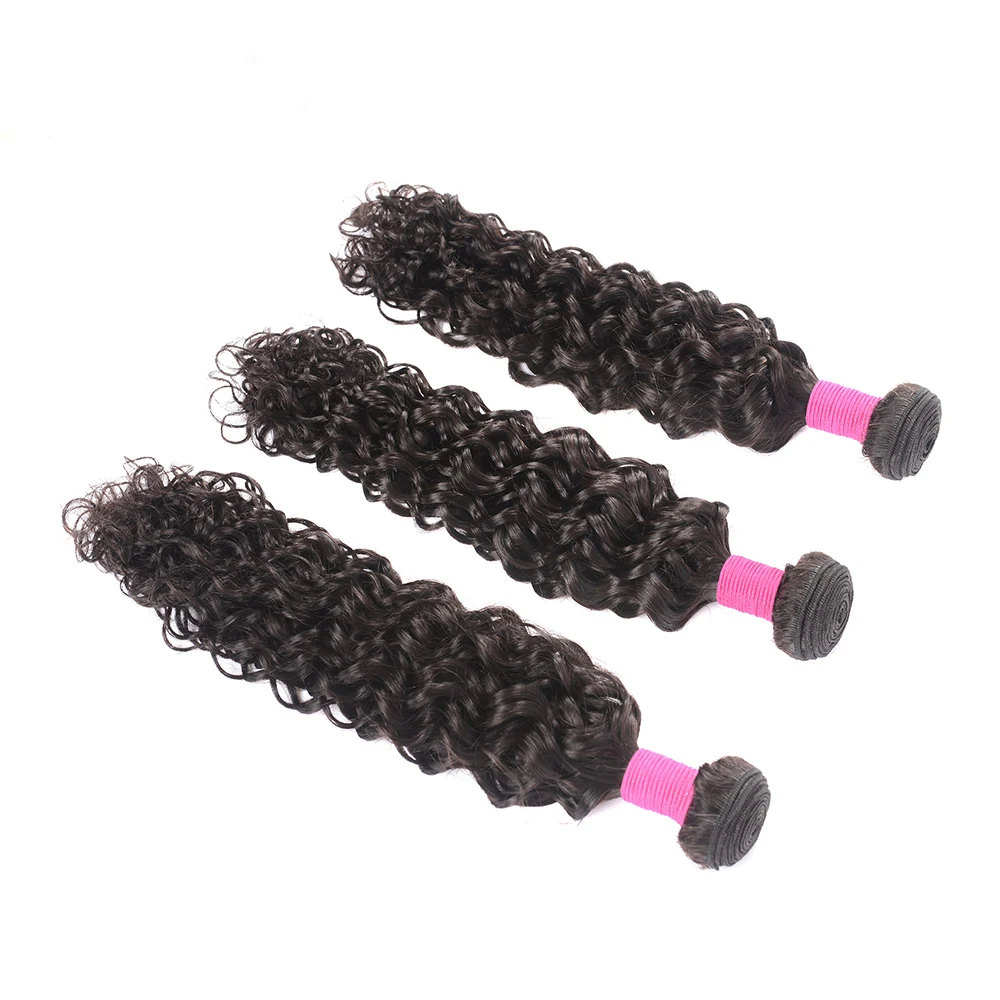 

Virgin Hair Brazilian Water Wave 3 Bundles Human Hair Weaves Wet and Wavy Natural Wave Weft