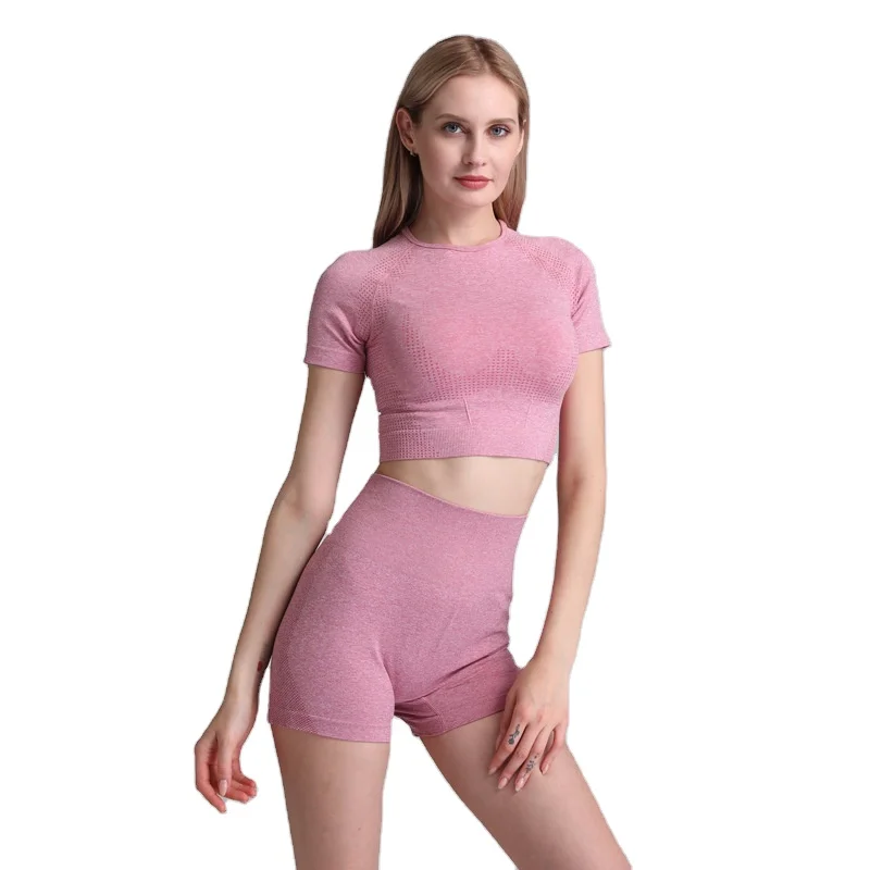 

private label deporte yoga fitness & wear shirts high waist clothing women's gym stacked scrunch butt alphalete shorts sets