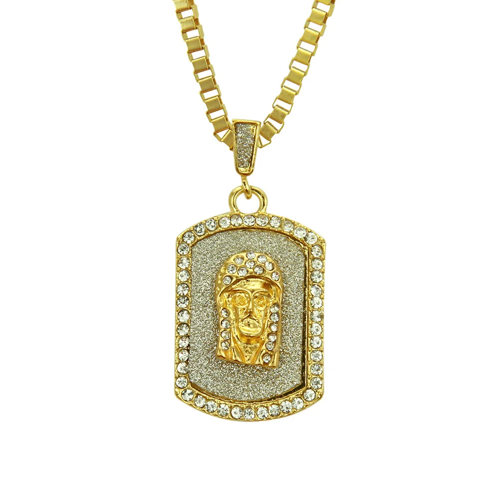 

Hip-hop ornament with diamond and pink Jesus Army pendant necklace Tiktok jewelry