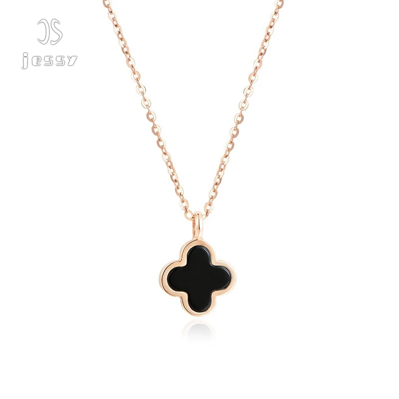 

Jessy Jewelry 2021 Women Girls Fashion Stainless Steel Chain Necklace Couples Pendants Four Leaf Clover Necklace for Necklace, As shown