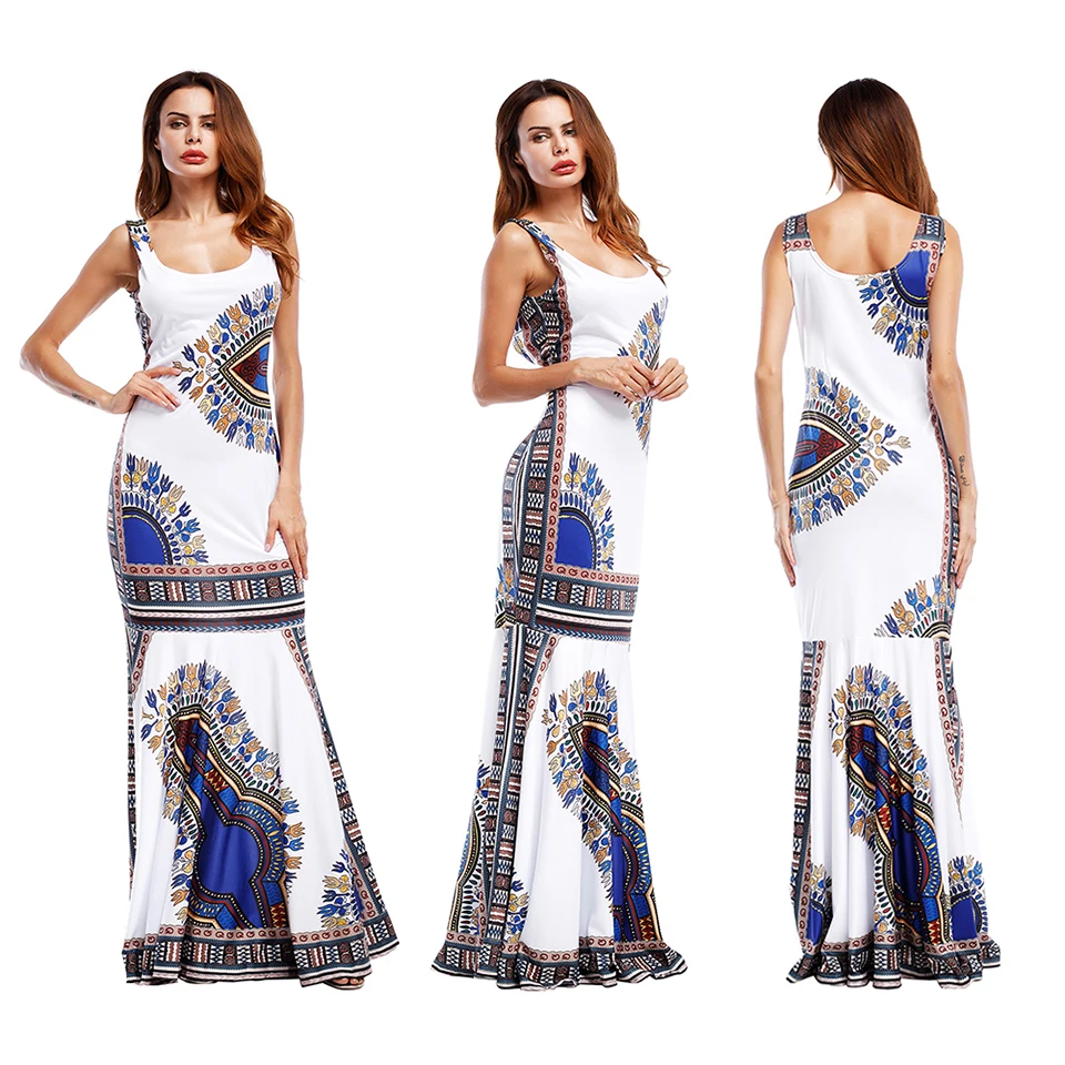

2020 women clothing Women Straight Maxi Boho maxi dress Dashiki Long Dress