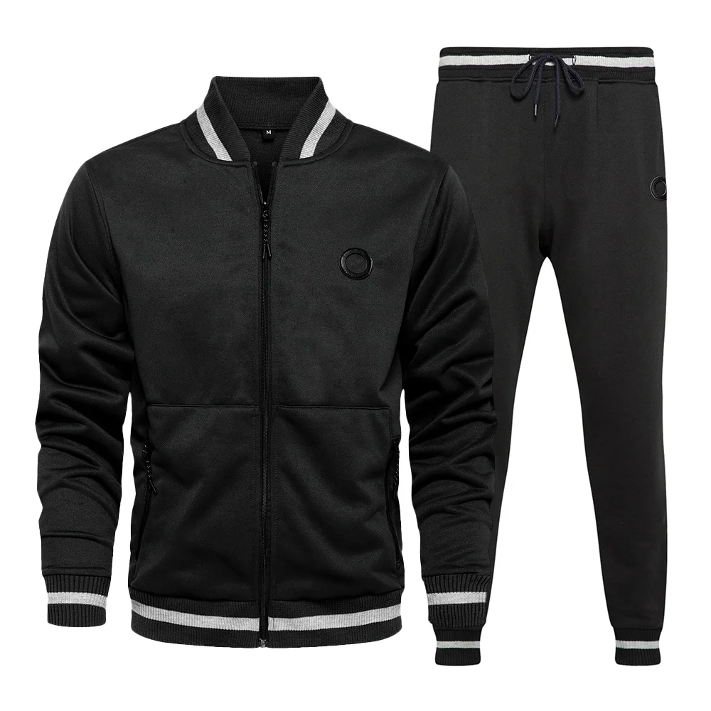 

Men's Zipper Up Men Jogging Two Piece Jogger Set Custom Printing Sports Cotton Fleece Tracksuit Blank Sweatsuit