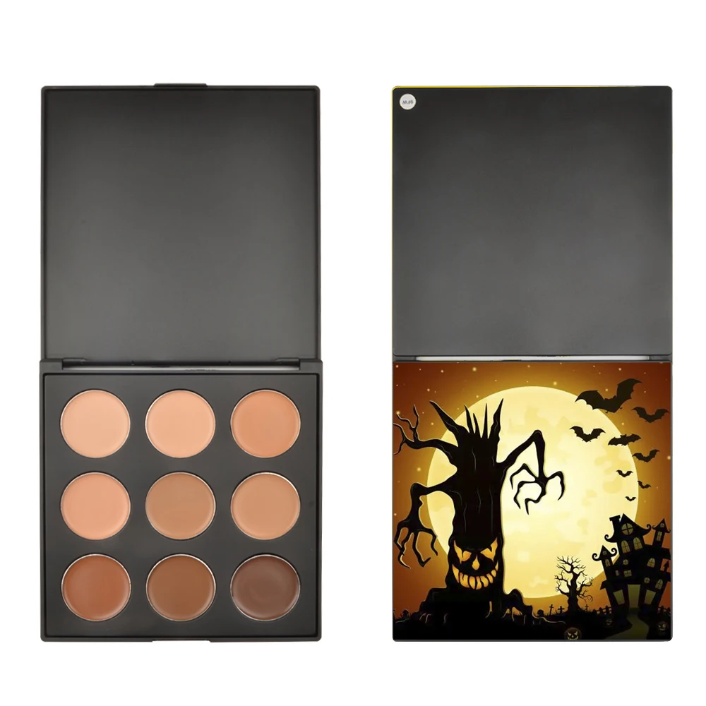 

Halloween Private Label Full Coverage Long Lasting Face Concealer Powder Contour Palette, 9 colors