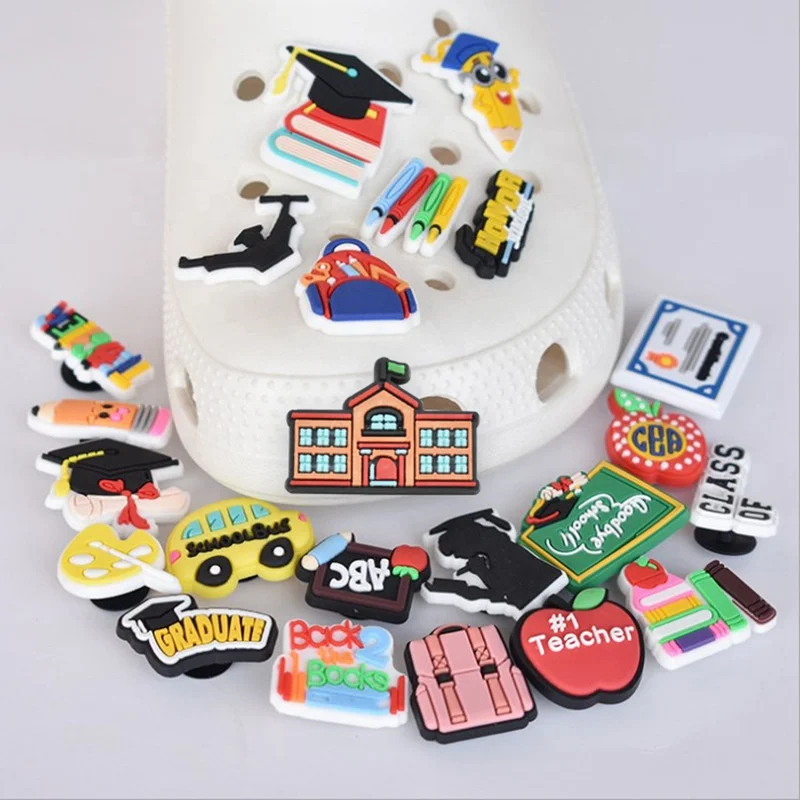 

Wholesale school teacher New Soft PVC Cartoon Croc Shoe Charm Decorations for Gift Kid, Picture