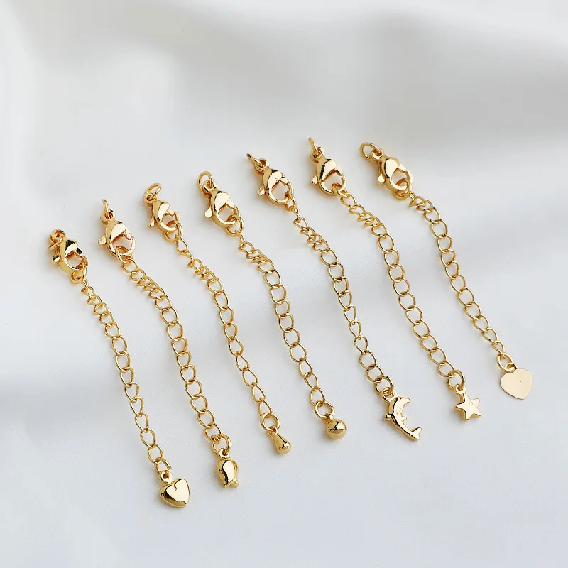 Wholesale Brass Fine Gold Plated Lobster Clasp Tail Connectors Chain for Jewelry Making Supplies