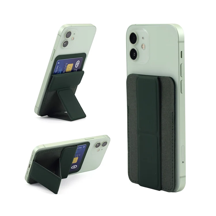 

Custom logo pu leather holder support mobile cell phone credit card holder phone stand, Black,blue,gray or custom