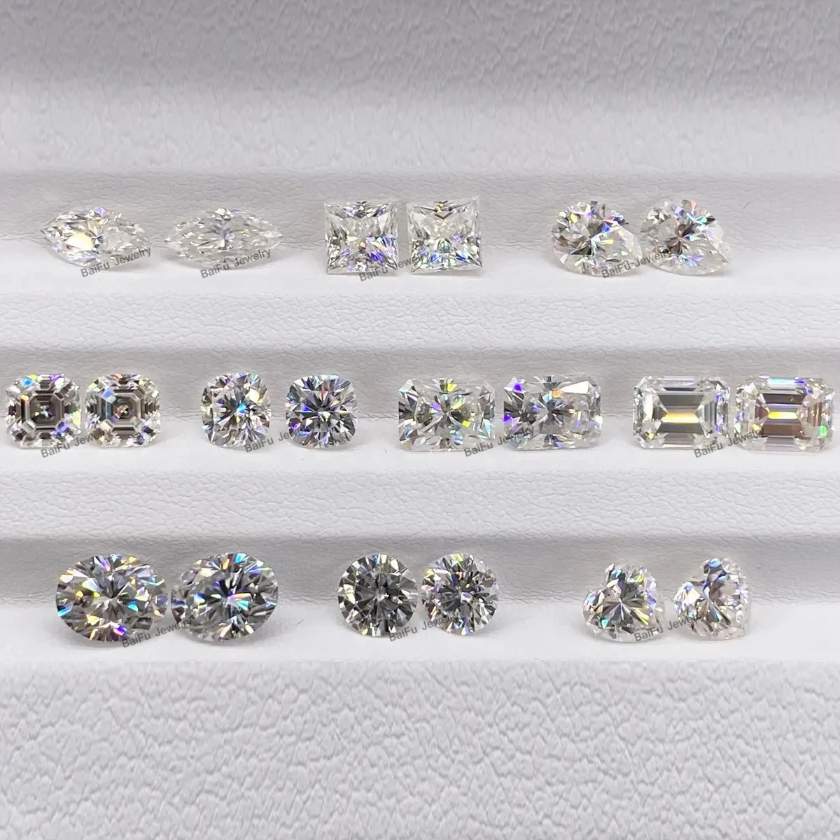 Baifu Jewelry Machine Cutting Round H & a Color DEF Flawless Lab Created Moissanite