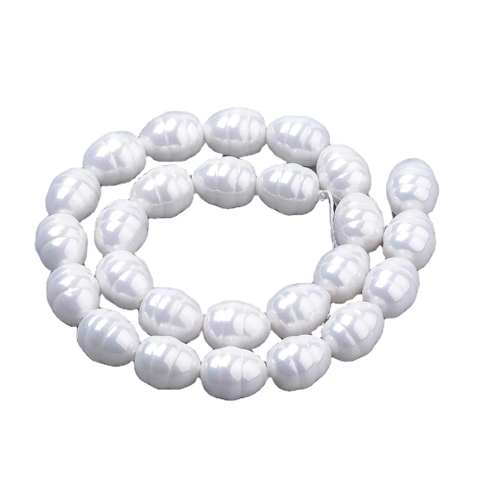 

Pandahall White Color Oval Shape Shell Pearl Beads