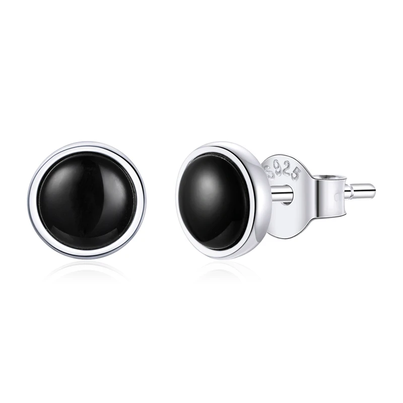 

SCE1112 Fashion Exquisite silver earrings 925 Sterling Silver round shape black zircon Simple stud earrings