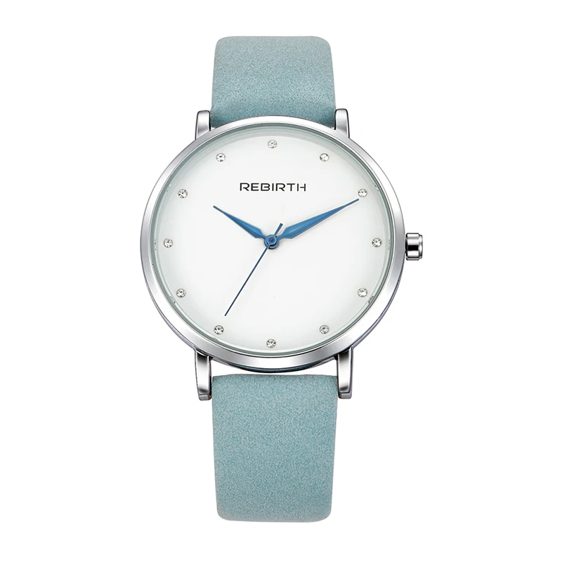 REBIRTH RE057B Women Quartz Watch Strap Leather Watches Simple Analog Display Wrist Watch
