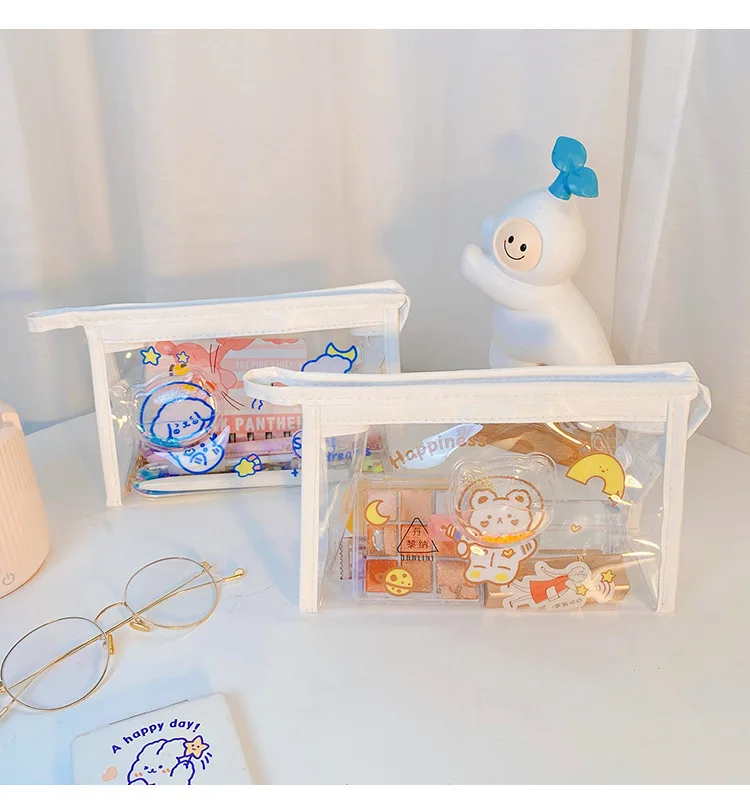 

Simple Lovely Portable Waterproof Pvc Makeup Organizer Transparent Cosmetic Bags for Bathroom Vacation, Picture