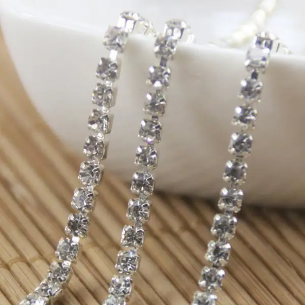 

newly cup chain rhinestone trimming for evening dress accessory 3mm ss10