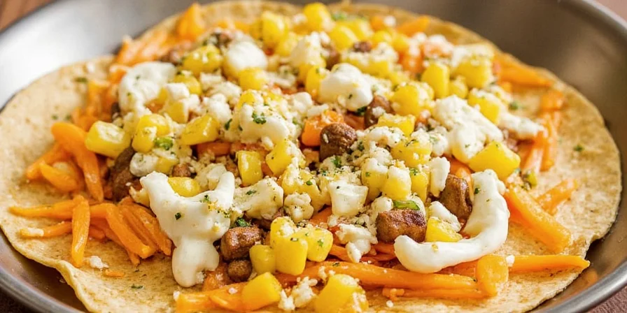 Folding the taco with cheese