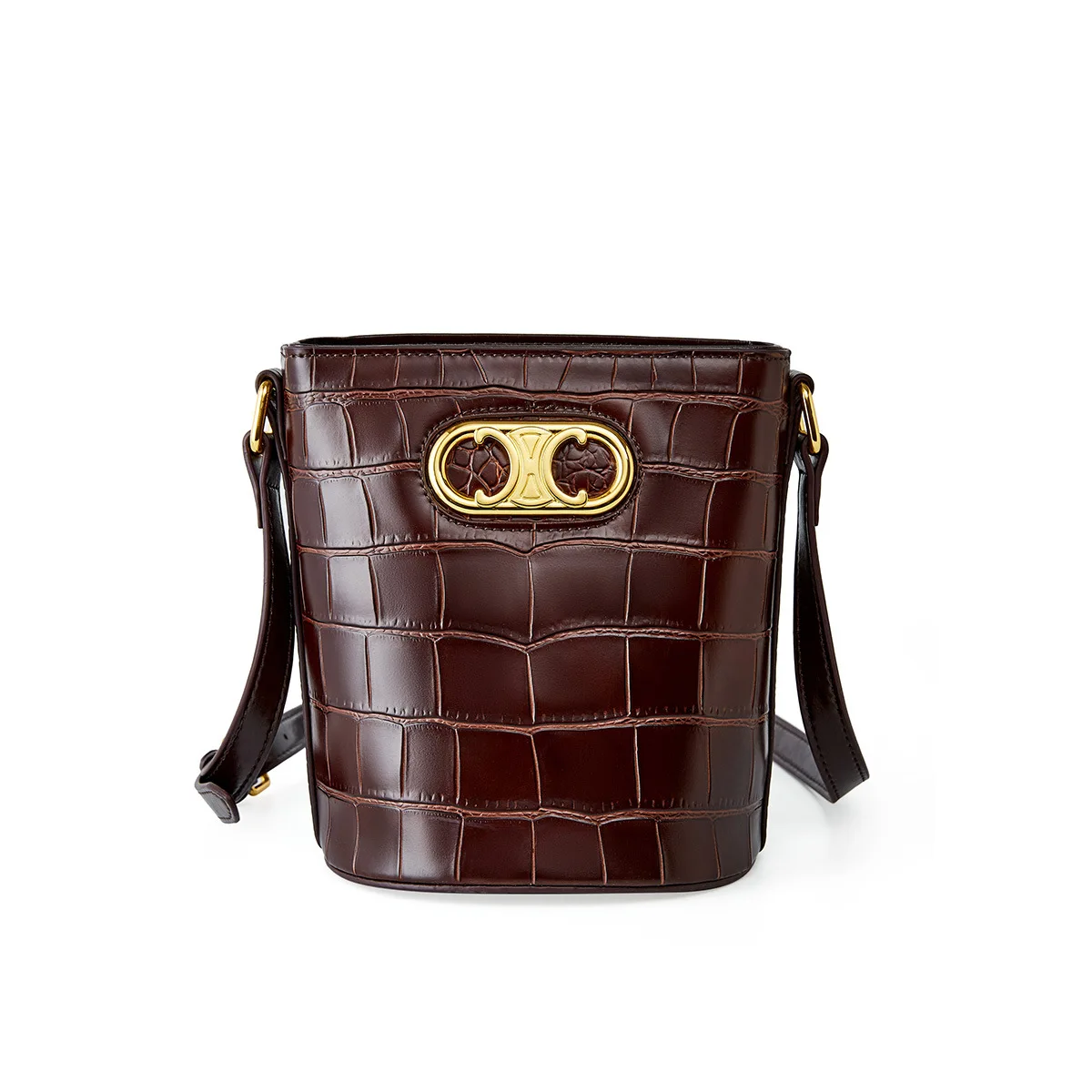

2021 fashion designer crocodile pattern crossbody handbags genuine leather bucket shape bag woman bags famous brands luxury, Coffee / black