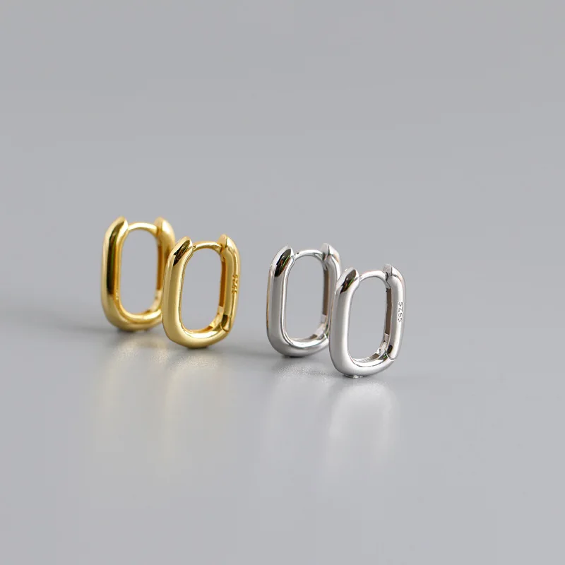 

Simple Geometric oval Sterling Silver 925 Jewellery Womens Gold Color Circle Hoop Earrings, Gold/platinum