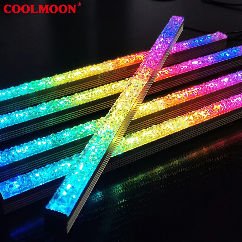 

COOLMOON Dimond Ray 280mm Addressable 5V ARGB light strip Motherboard SYNC color Magnetic LED light bar for computer case