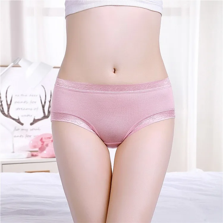 

In Stock 14 colors Bamboo fiber Eco-Friendly Lady Panties Solid Color lace Women Underwear boyshort, 13 colors