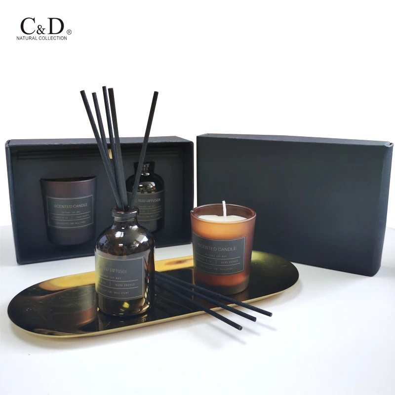 

50ml Home Fragrance Candle And Reed Diffuser Set With Gift Box