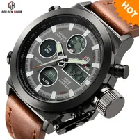 

Dropshipping Sport strap leather Waterproof Military leather Digital Quartz Men top 2019 Fashion automatic Watch Wristwatches