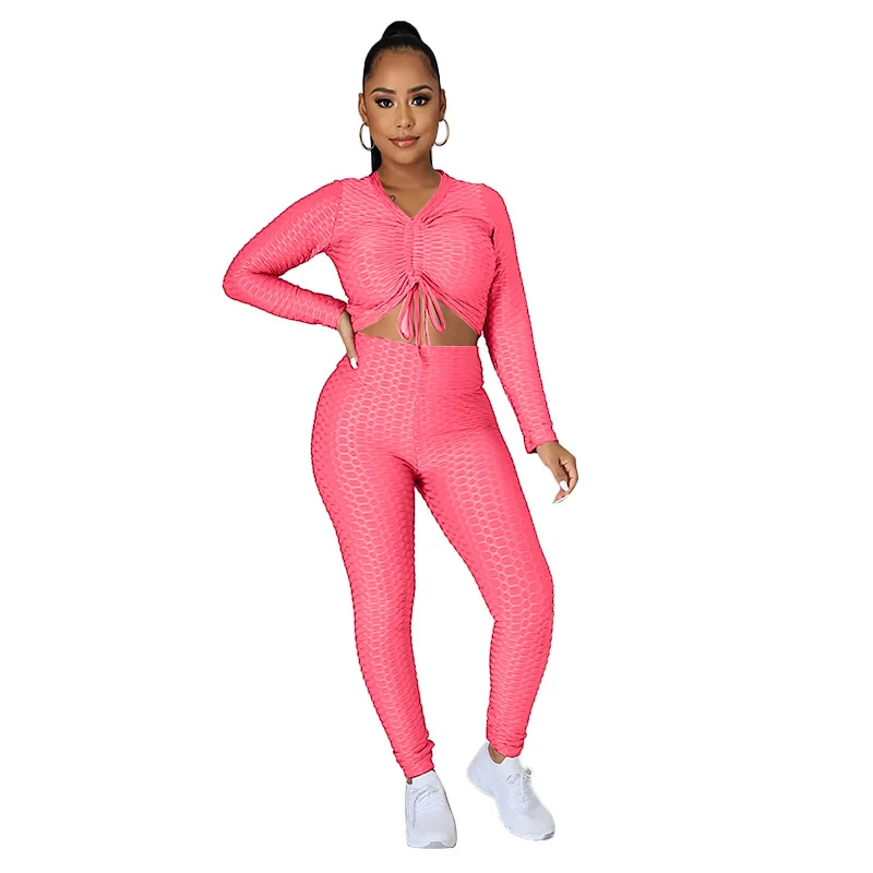 

Crop Top Two Piece Hip Enhancer Gym Wear Fitness Yoga Set Women Workout Clothing, As directed