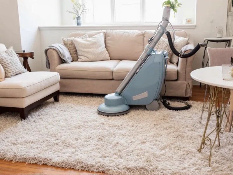 Carpet shampooer cleaning living room rug