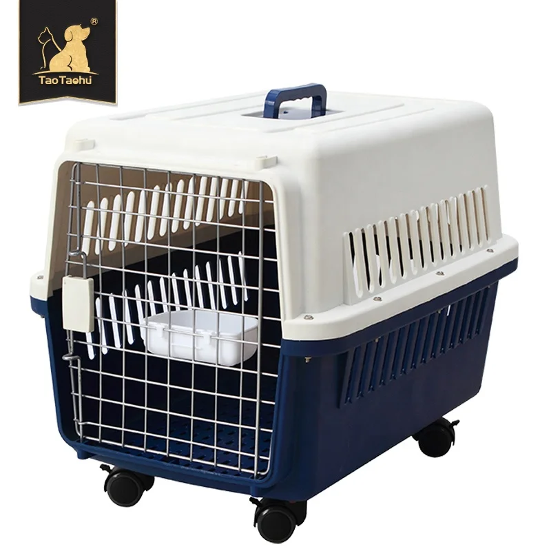 

TaoTaohui Wholesale portable outdoor pet cat and dog cage, breathable,safe and durable plastic pet suitcase approved by airlines, Blue, green, pink, black, dark blue, coffee, yellow