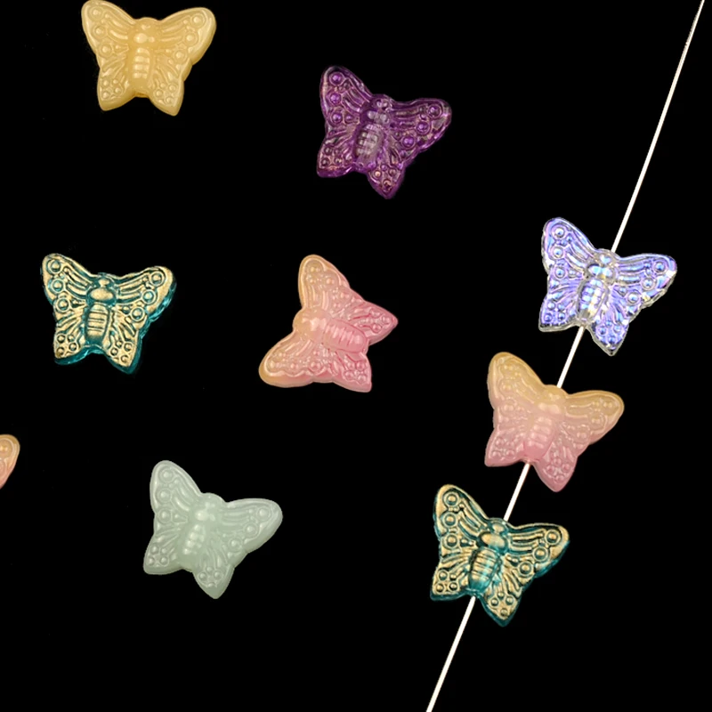 

Wholesale Small Pressed lampwork butterfly Shape Gradient Loose Spacer Glass Beads For Jewelry Making, 20 kind colors
