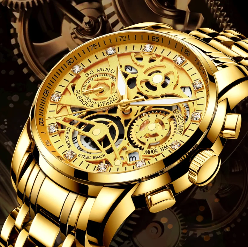 

Luxury Waterproof Quartz Watch Stainless Steel Fashion Mechanical Watches Men Wrist, Picture