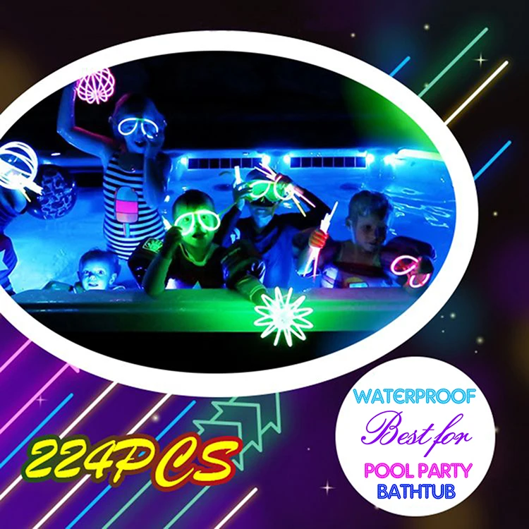 
Waterproof factory wholesale mix color neon bracelet necklace glasses light stick bulk 8 inch glow stick party pack for kids 