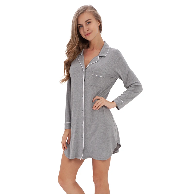 

Bamboo Sleepwear Pajamas Sleepshirt Ladies Sleep Shirts Women Nightshirt, Grey;purple;black