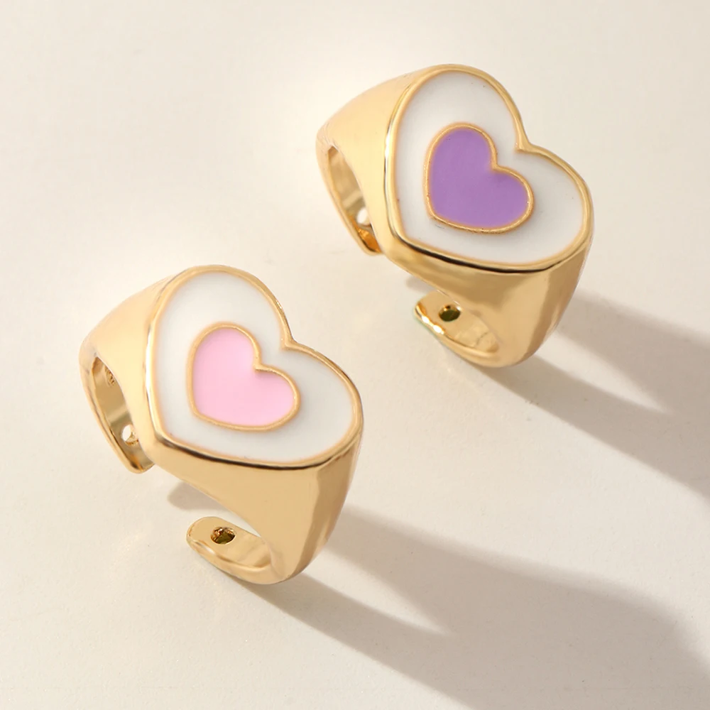 

Wholesale Fashion Women Jewelry Romantic Colorful Love Heart Opening Ring Finger Jewelry Party Dating Jewelry Accessories